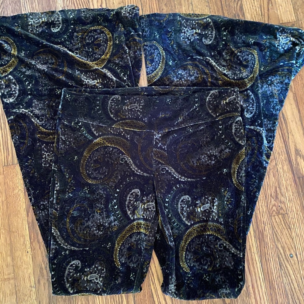 Free People velvet paisley bell bottoms small